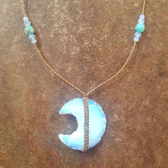 Opalite Moon Necklace - Picture 1 of 3